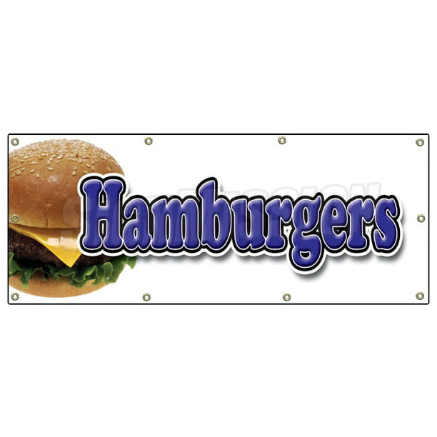36x96 Hamburger Banner Sign Cheeseburger cart Signs Burger Fries 